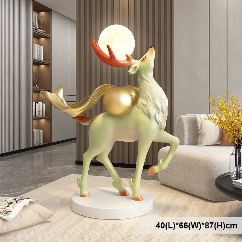 Elegant Deer Interior Floor Statue Figurine Home Entrance Decor Sculpture Living Room Stylish Modern Luxury Standing Ornaments