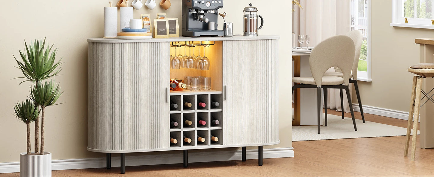 Door Style Wine Bar Cabinet With LED Lights