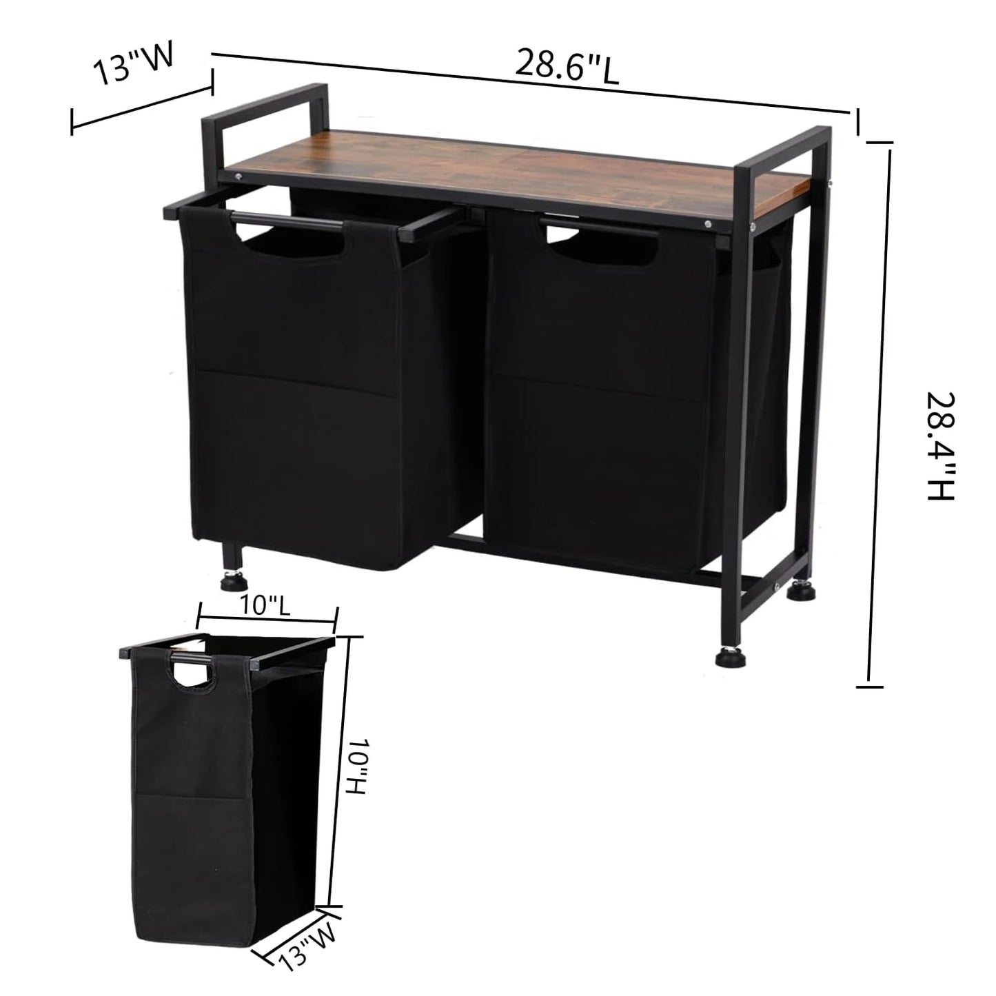 Laundry Hamper, Laundry Basket Organizer Laundry Sorter 2 Section with Removable Laundry Bag and Top Shelf, Dirty Clothes Hamper