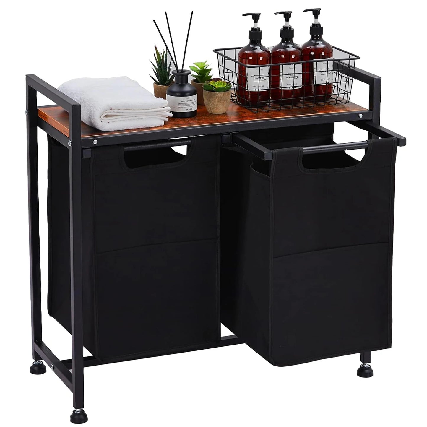 Laundry Hamper, Laundry Basket Organizer Laundry Sorter 2 Section with Removable Laundry Bag and Top Shelf, Dirty Clothes Hamper