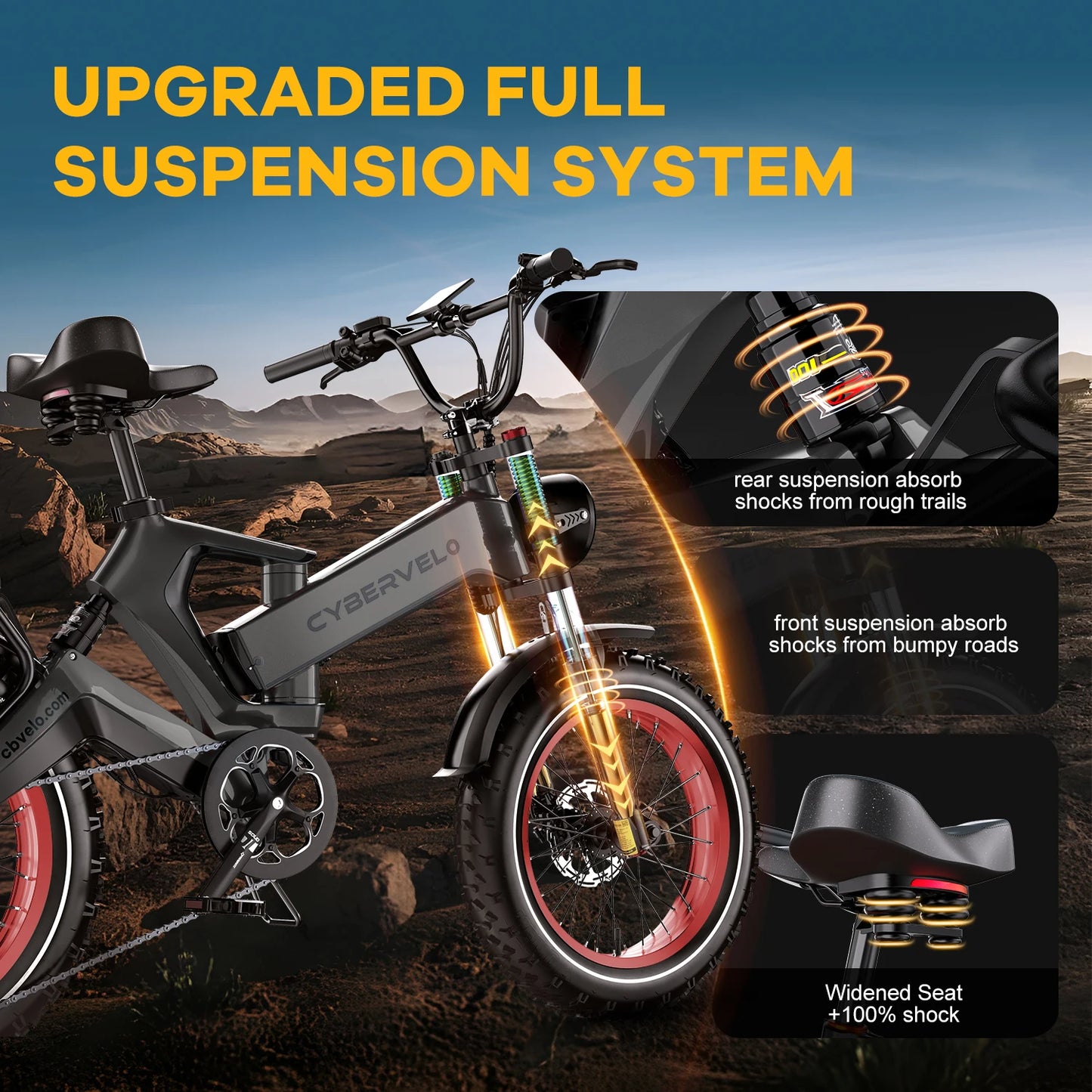 CYBERVELO EK6 Peak Folding Electric Bike 2000W 35MPH 100 Miles