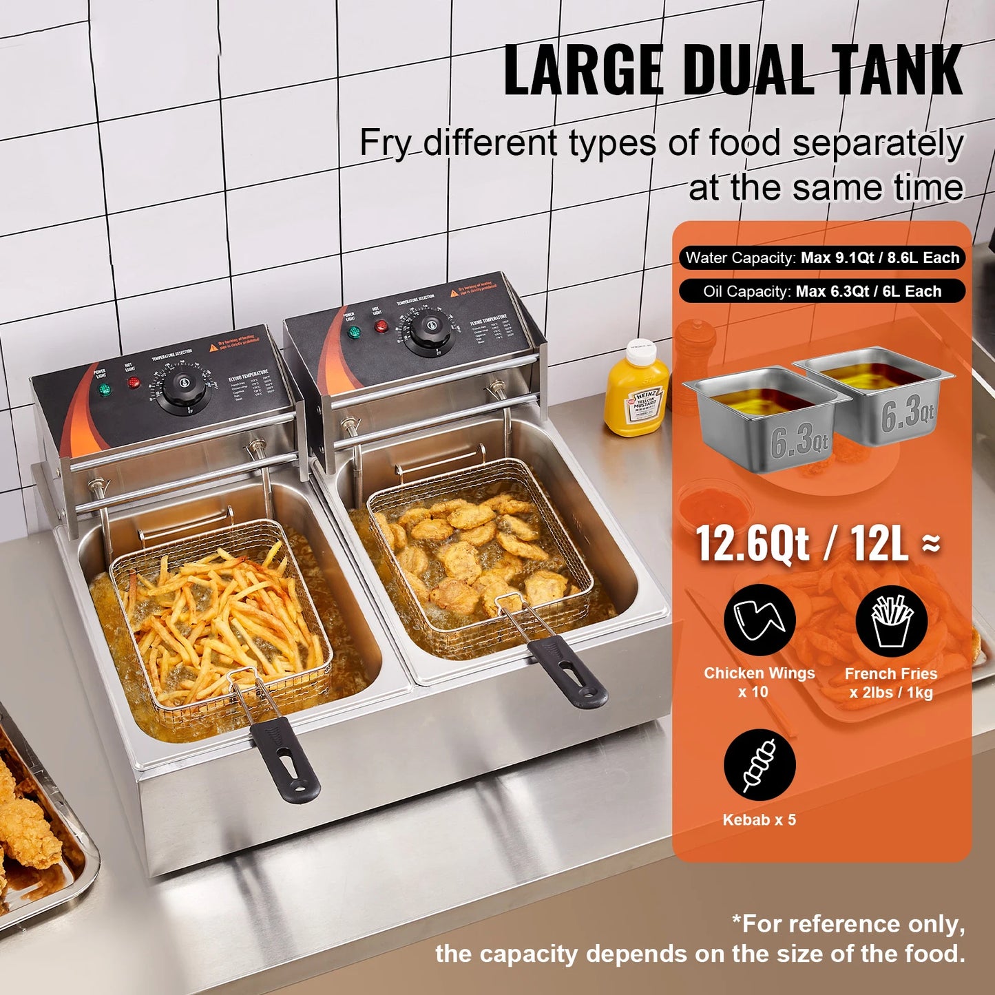 SucceBuy Electric Deep Fryer With Dual Removable Tanks