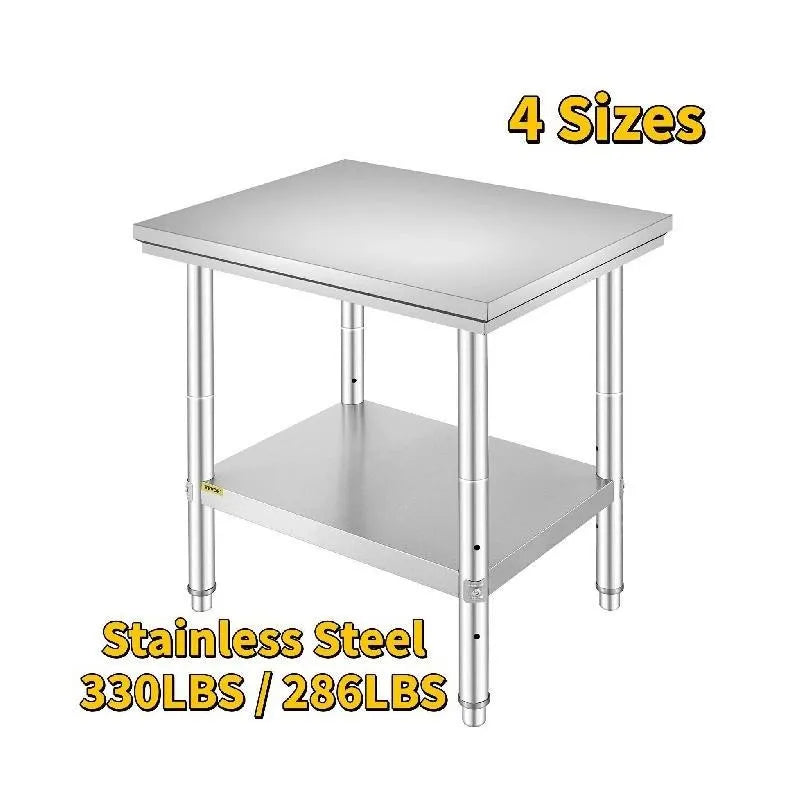 SucceBuy Stainless Steel Kitchen Workbench With Undershelf