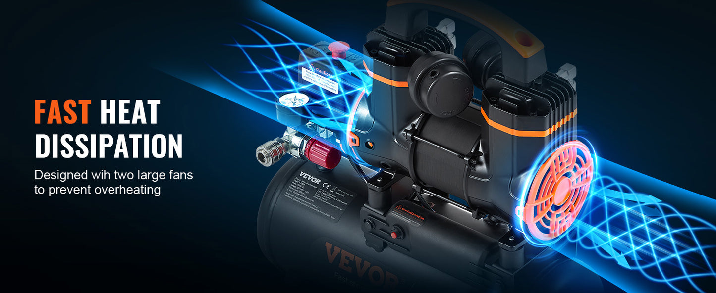VEVOR Silent Air Compressor 900W 1450W 1800W For Home Use