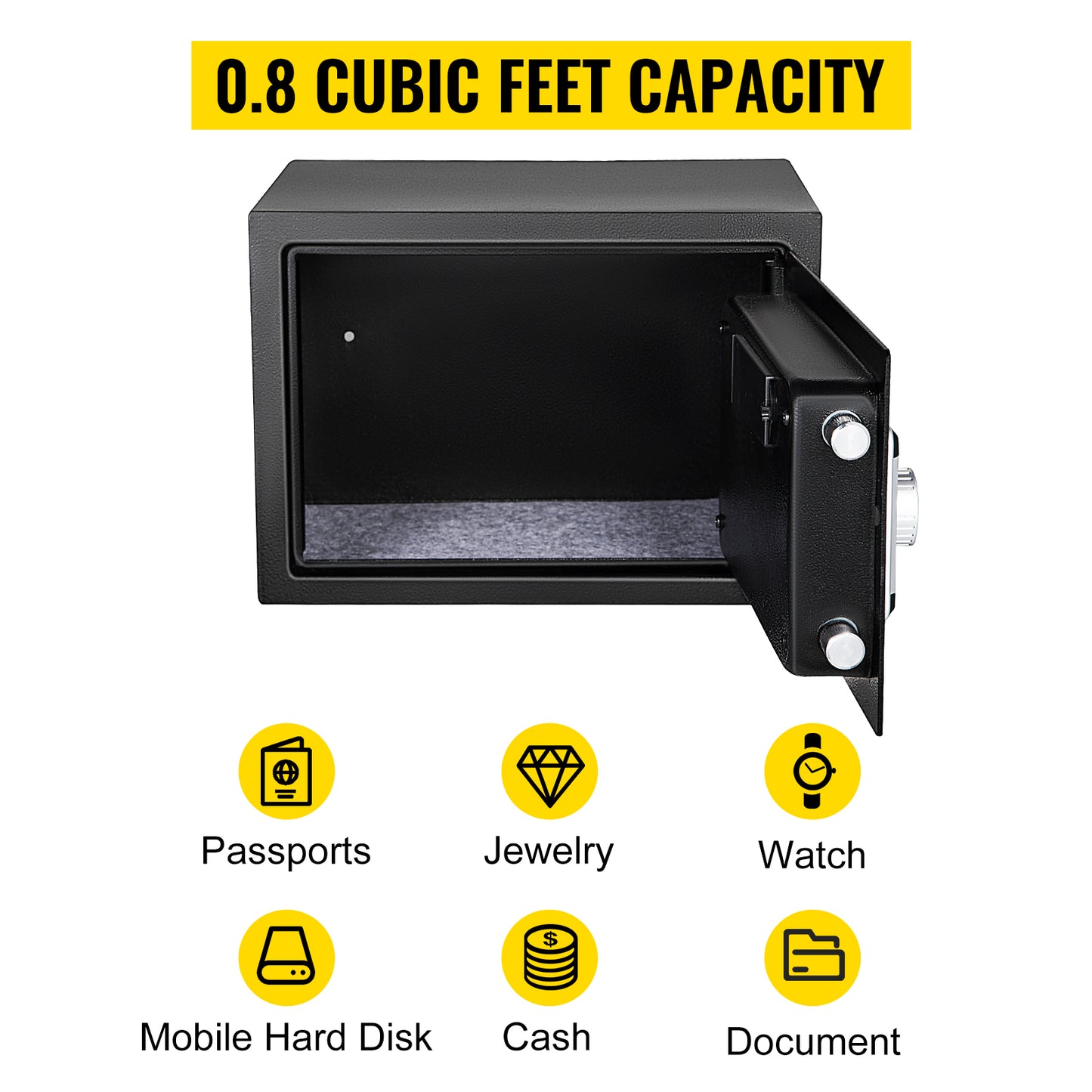 SucceBuy Fingerprint Locks Safe Deposit Box 0.8/1.7/2.1 Cubic Feet Digital Electronic Secret Hidden Piggy Bank for Money Guns