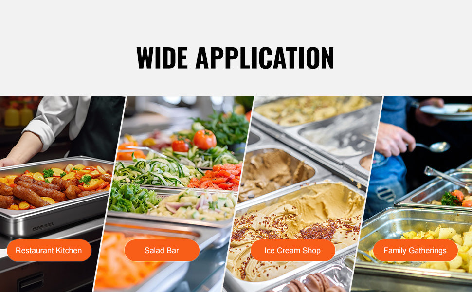 SucceBuy 4 Pack Stainless Steel Steam Table Pan With Lid