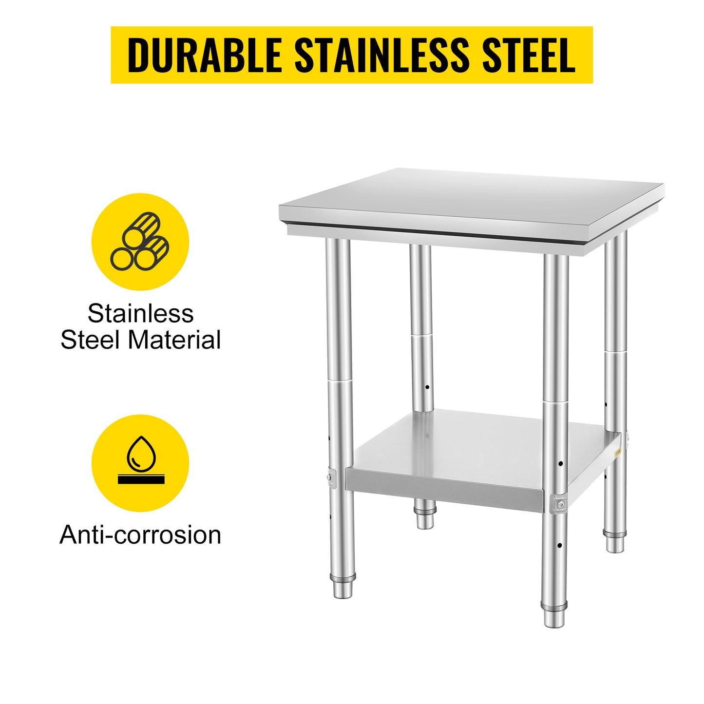 SucceBuy Stainless Steel Kitchen Workbench With Undershelf