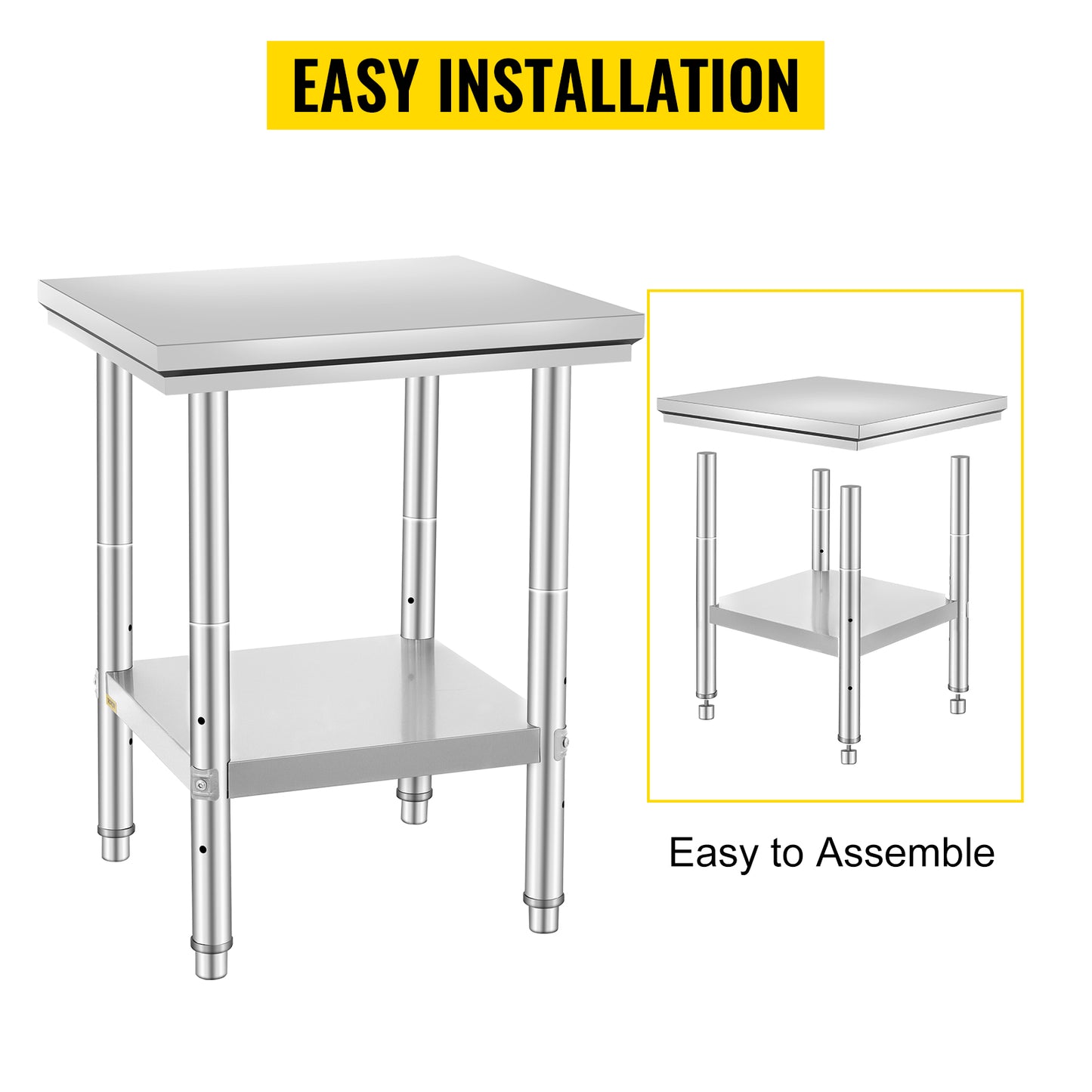 SucceBuy Stainless Steel Kitchen Workbench With Undershelf