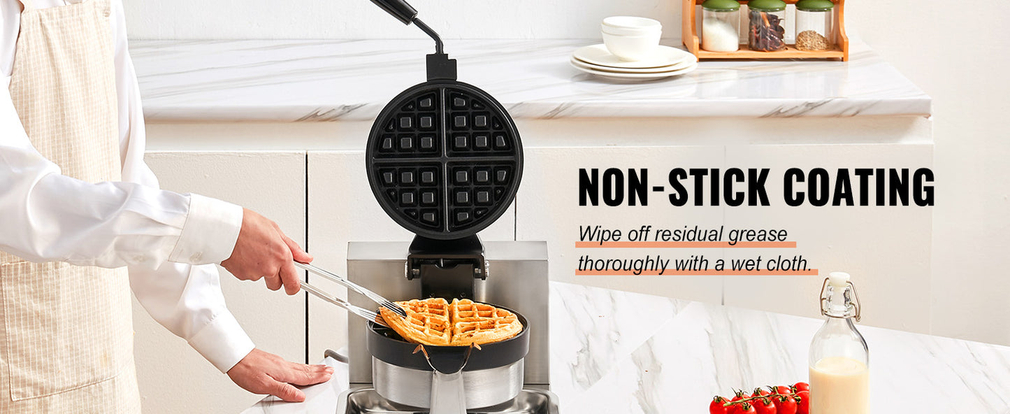 VEVOR Electric Waffle Maker Stainless Steel Nonstick